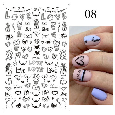 Γεωμετρικές γραμμές λουλούδια φύλλα τρισδιάστατο αυτοκόλλητο νυχιών φιγούρα ανθισμένη μαργαρίτα Sakura Αυτοκόλλητο αυτοκόλλητο αυτοκόλλητο μανικιούρ για νύχια