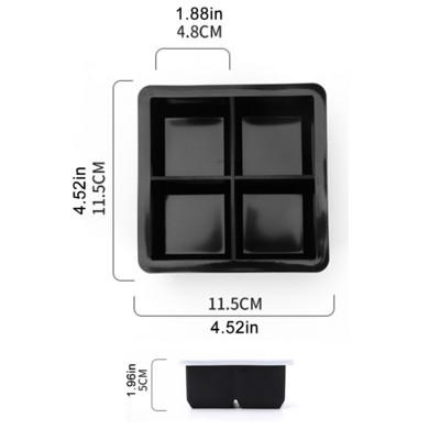 4/6/8/15 Grid Big Tray Ice Mold Giant Jumbo Large Food Grade Silicone Ice Cube Square Tray Mold DIY Ice Maker Ice Cube Tray