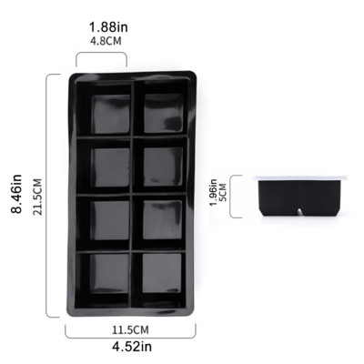 4/6/8/15 Grid Big Tray Ice Mold Giant Jumbo Large Food Grade Silicone Ice Cube Square Tray Mold DIY Ice Maker Ice Cube Tray