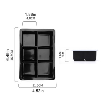 4/6/8/15 Grid Big Tray Ice Mold Giant Jumbo Large Food Grade Silicone Ice Cube Square Tray Mold DIY Ice Maker Ice Cube Tray