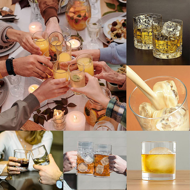 4/6/8/15 Grid Big Tray Ice Mold Giant Jumbo Large Food Grade Silicone Ice Cube Square Tray Mold DIY Ice Maker Ice Cube Tray