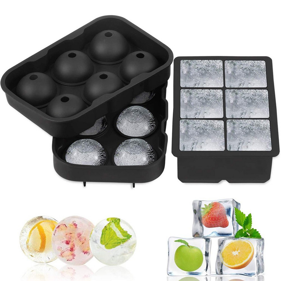 6 Grid Big Ice Mold Large Food Grade Silicone Ice Cube Square Mold