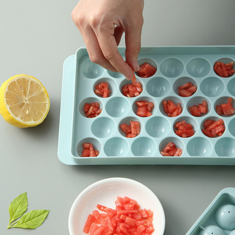 18/32 Grids Στρογγυλή θήκη πάγου με καπάκι Πλαστική φόρμα παγοκύβων Ψυγείο Σφαιρική μεγάλη φόρμα πάγου Κουτί πάγου Εργαλεία κουζίνας παγομηχανή