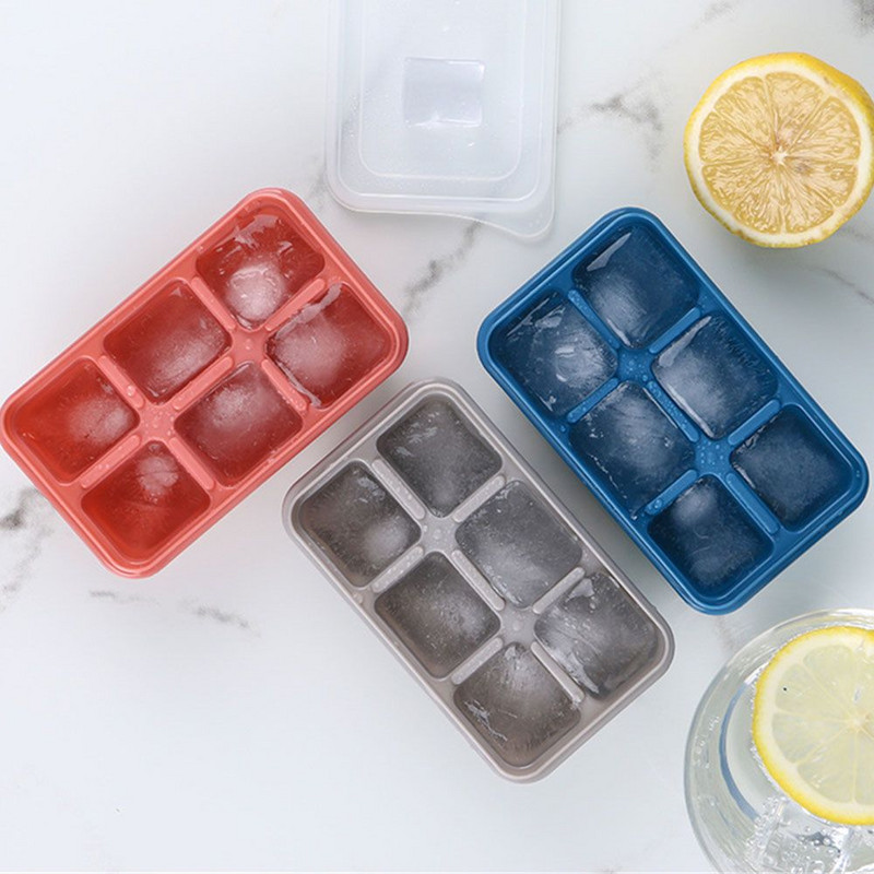 Συσκευή παγοκύβων σιλικόνης 6 πλέγματος με καπάκι Ποτό Ψυκτικό φόρμα μπύρας Ψύκτη καφέ Fast Cool Gadget DIY Party Kitchen Bar Tools