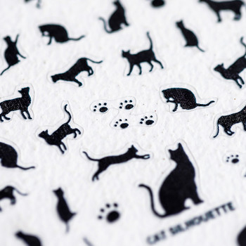 1 листа 3D тънки здрави стикери за нокти Прозрачни матирани силуети на черна котка Шарки Стикери за нокти Декорации Стикери