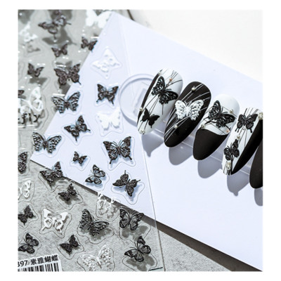 1 foi de autocolante 3D subțiri și rezistente pentru unghii, modele de siluete de pisici negre mate transparente, autocolante pentru unghii, decorațiuni, decalcomanii