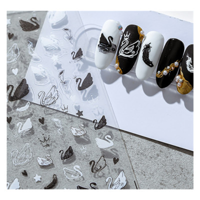 1 foi de autocolante 3D subțiri și rezistente pentru unghii, modele de siluete de pisici negre mate transparente, autocolante pentru unghii, decorațiuni, decalcomanii