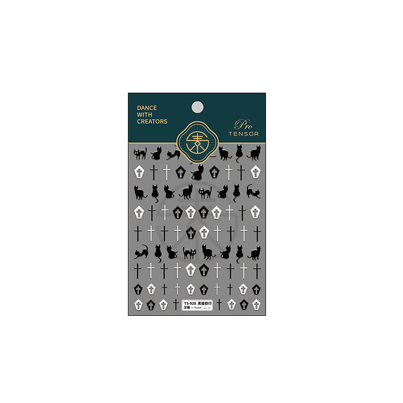 1 foi de autocolante 3D subțiri și rezistente pentru unghii, modele de siluete de pisici negre mate transparente, autocolante pentru unghii, decorațiuni, decalcomanii