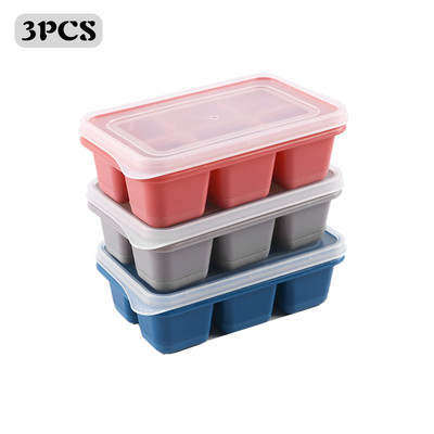 3 τεμ. Καλούπι πάγου Καλοκαίρι με Κάλυμμα Κουζίνας DIY Δίσκος πάγου Κουτί παιδικών τροφών κατηγορίας 6 σχάρες