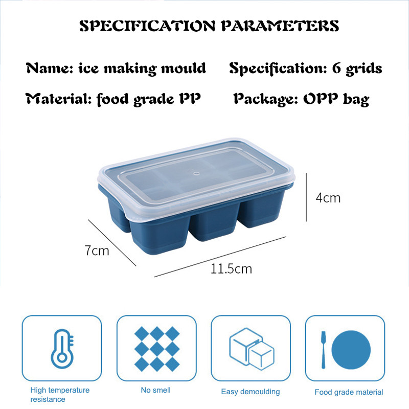 3 τεμ. Καλούπι πάγου Καλοκαίρι με Κάλυμμα Κουζίνας DIY Δίσκος πάγου Κουτί παιδικών τροφών κατηγορίας 6 σχάρες