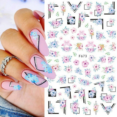 Nail Art matricák Geometria Virág Körömmatrica Kiegészítők Csúsztatók körmökhöz Design Dekoráció Fólia Körömdíszítés Kiegészítők
