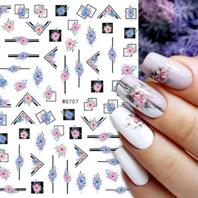 Nail Art matricák Geometria Virág Körömmatrica Kiegészítők Csúsztatók körmökhöz Design Dekoráció Fólia Körömdíszítés Kiegészítők