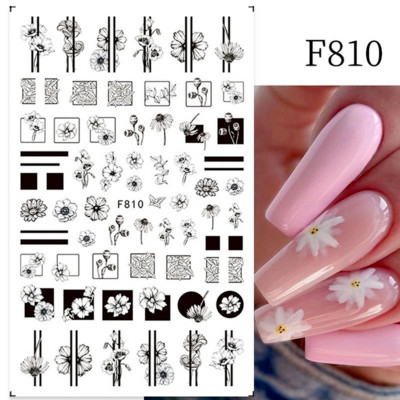 Nail Art matricák Geometria Virág Körömmatrica Kiegészítők Csúsztatók körmökhöz Design Dekoráció Fólia Körömdíszítés Kiegészítők
