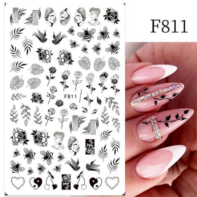 Nail Art matricák Geometria Virág Körömmatrica Kiegészítők Csúsztatók körmökhöz Design Dekoráció Fólia Körömdíszítés Kiegészítők