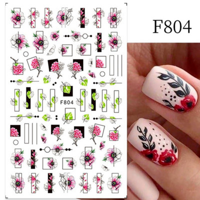Nail Art matricák Geometria Virág Körömmatrica Kiegészítők Csúsztatók körmökhöz Design Dekoráció Fólia Körömdíszítés Kiegészítők