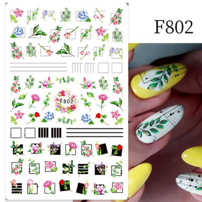 Nail Art matricák Geometria Virág Körömmatrica Kiegészítők Csúsztatók körmökhöz Design Dekoráció Fólia Körömdíszítés Kiegészítők