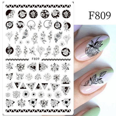 Nail Art matricák Geometria Virág Körömmatrica Kiegészítők Csúsztatók körmökhöz Design Dekoráció Fólia Körömdíszítés Kiegészítők