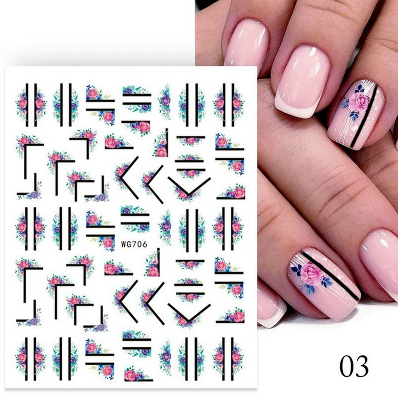 Nail Art matricák Geometria Virág Körömmatrica Kiegészítők Csúsztatók körmökhöz Design Dekoráció Fólia Körömdíszítés Kiegészítők