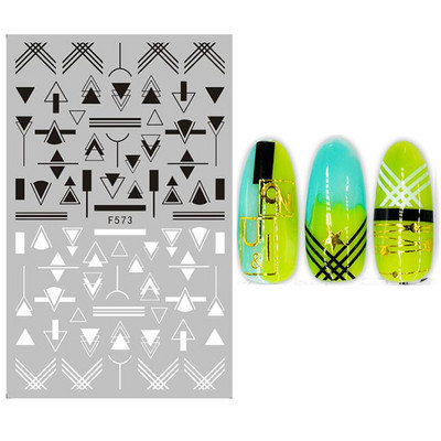 1 φύλλο Μαύρο λευκό λουλούδι σειρές 3D αυτοκόλλητο νυχιών πεταλούδα φύλλα αυτοκόλλητα συρόμενα χαρτί για νύχια Χαλκομανίες μανικιούρ Διακόσμηση