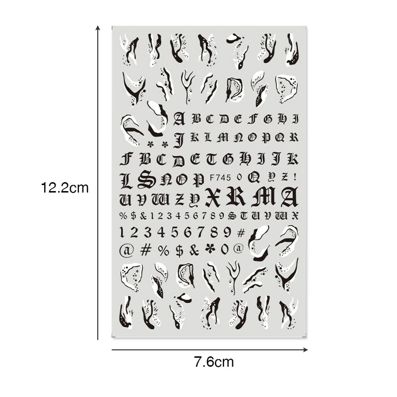 1 φύλλο Μαύρο λευκό λουλούδι σειρές 3D αυτοκόλλητο νυχιών πεταλούδα φύλλα αυτοκόλλητα συρόμενα χαρτί για νύχια Χαλκομανίες μανικιούρ Διακόσμηση