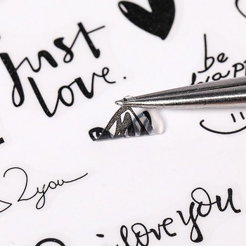 Μαύρο χρυσό Heart Love Design τρισδιάστατο αυτοκόλλητο νυχιών γράμματα Rose Flower Αυτοκόλλητο συρόμενο μανικιούρ νυχιών για τζελ για νύχια