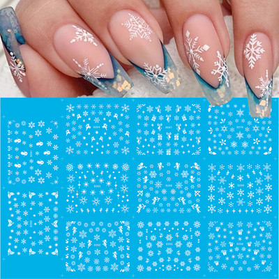 12 τμχ. Χαλκομανίες για το χειμώνα με νερό Nail Art Deer Bear Snowbird Sliders Cottage Landscape Ακουαρέλα αυτοκόλλητα νυχιών Τατουάζ GLBN2425-2436