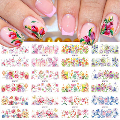 12 τμχ. Χαλκομανίες για το χειμώνα με νερό Nail Art Deer Bear Snowbird Sliders Cottage Landscape Ακουαρέλα αυτοκόλλητα νυχιών Τατουάζ GLBN2425-2436