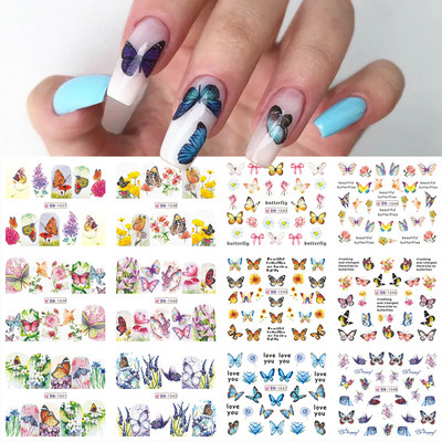 12 τμχ. Χαλκομανίες για το χειμώνα με νερό Nail Art Deer Bear Snowbird Sliders Cottage Landscape Ακουαρέλα αυτοκόλλητα νυχιών Τατουάζ GLBN2425-2436