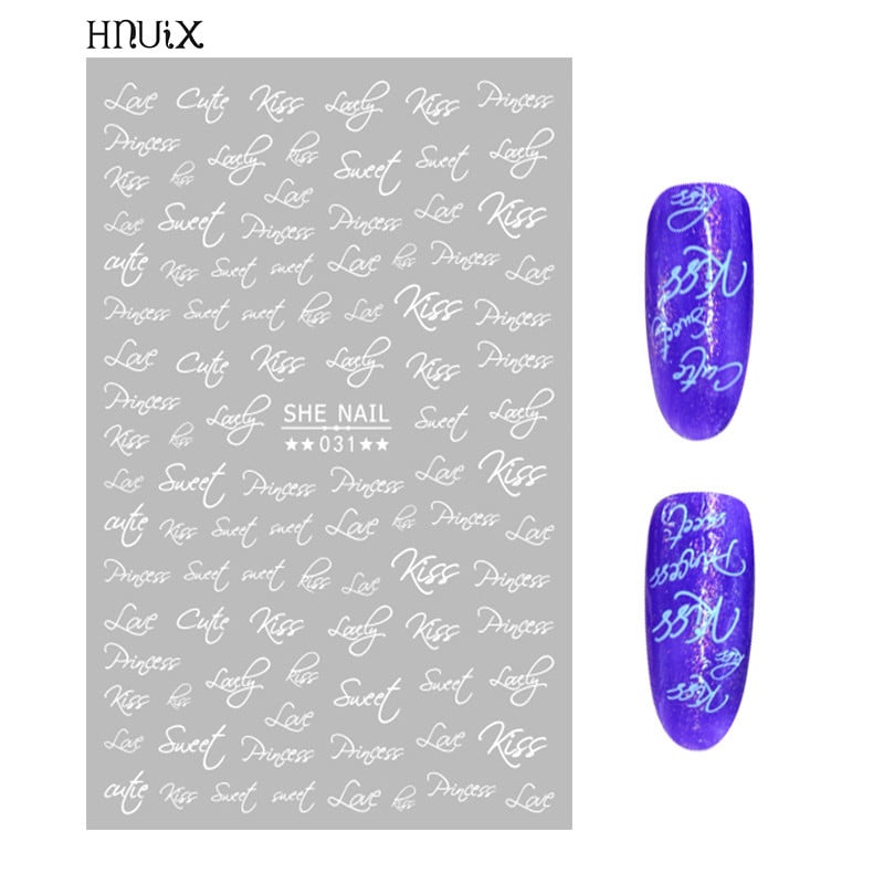 1 τεμάχιο τρισδιάστατα αυτοκόλλητα νυχιών με πολύ λεπτό γράμμα συμβουλές αυτοκόλλητα για νύχια Nail Art Αυτοκόλλητα για νύχια Street Cool σχέδιο φακέλους για νύχια μανικιούρ