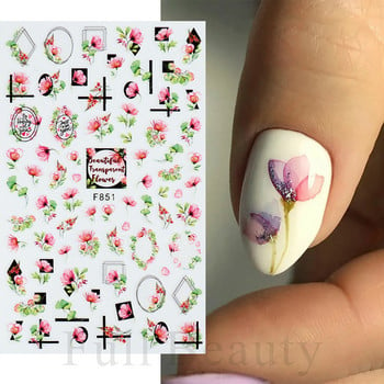 3D αυτοκόλλητα Sakura Swallow σε νύχια Sun Flower Leaf Bird Sliders Orchid Sliders Waterpaint Nail Design Manicure SAF844-853