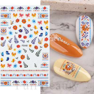 3D Sakura Fecske matricák körömön Nap Virág Levél Madár Rajzfilm Orchidea Csúsztató Vízfesték Köröm Design Manikűr SAF844-853