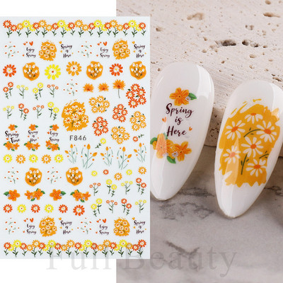 3D Sakura Fecske matricák körömön Nap Virág Levél Madár Rajzfilm Orchidea Csúsztató Vízfesték Köröm Design Manikűr SAF844-853