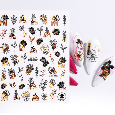 3D Sakura Fecske matricák körömön Nap Virág Levél Madár Rajzfilm Orchidea Csúsztató Vízfesték Köröm Design Manikűr SAF844-853