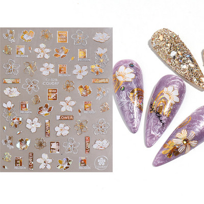 3D Sakura Fecske matricák körömön Nap Virág Levél Madár Rajzfilm Orchidea Csúsztató Vízfesték Köröm Design Manikűr SAF844-853