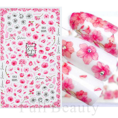 3D Sakura Fecske matricák körömön Nap Virág Levél Madár Rajzfilm Orchidea Csúsztató Vízfesték Köröm Design Manikűr SAF844-853