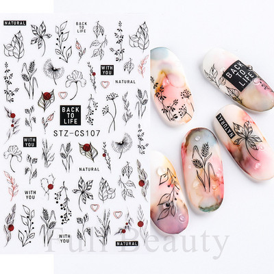 3D Sakura Fecske matricák körömön Nap Virág Levél Madár Rajzfilm Orchidea Csúsztató Vízfesték Köröm Design Manikűr SAF844-853