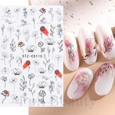 3D Sakura Fecske matricák körömön Nap Virág Levél Madár Rajzfilm Orchidea Csúsztató Vízfesték Köröm Design Manikűr SAF844-853