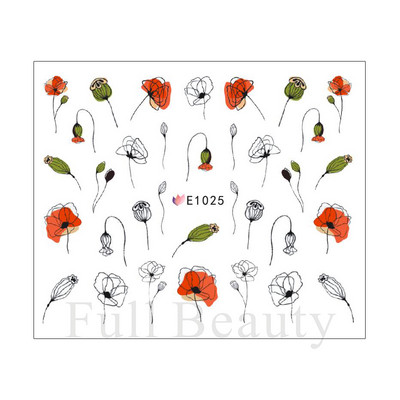 3D Sakura Fecske matricák körömön Nap Virág Levél Madár Rajzfilm Orchidea Csúsztató Vízfesték Köröm Design Manikűr SAF844-853