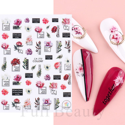 3D Sakura Fecske matricák körömön Nap Virág Levél Madár Rajzfilm Orchidea Csúsztató Vízfesték Köröm Design Manikűr SAF844-853