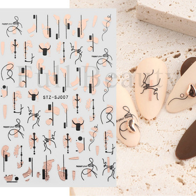 3D Sakura Fecske matricák körömön Nap Virág Levél Madár Rajzfilm Orchidea Csúsztató Vízfesték Köröm Design Manikűr SAF844-853