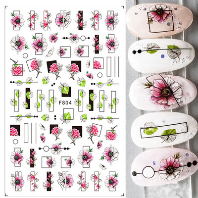 3D Sakura Fecske matricák körömön Nap Virág Levél Madár Rajzfilm Orchidea Csúsztató Vízfesték Köröm Design Manikűr SAF844-853