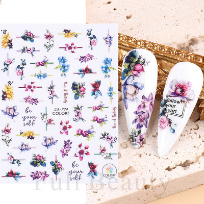 3D Sakura Fecske matricák körömön Nap Virág Levél Madár Rajzfilm Orchidea Csúsztató Vízfesték Köröm Design Manikűr SAF844-853