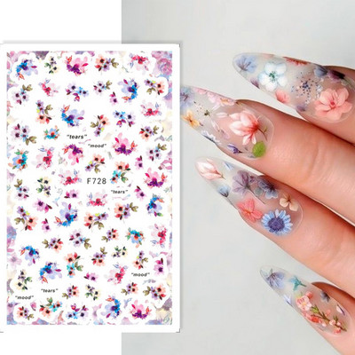 3D Sakura Fecske matricák körömön Nap Virág Levél Madár Rajzfilm Orchidea Csúsztató Vízfesték Köröm Design Manikűr SAF844-853