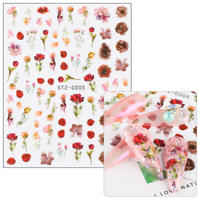 3D Sakura Fecske matricák körömön Nap Virág Levél Madár Rajzfilm Orchidea Csúsztató Vízfesték Köröm Design Manikűr SAF844-853