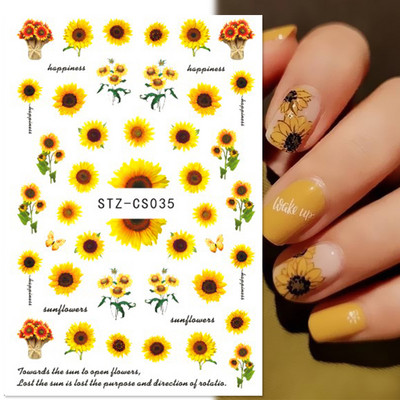 3D Sakura Fecske matricák körömön Nap Virág Levél Madár Rajzfilm Orchidea Csúsztató Vízfesték Köröm Design Manikűr SAF844-853