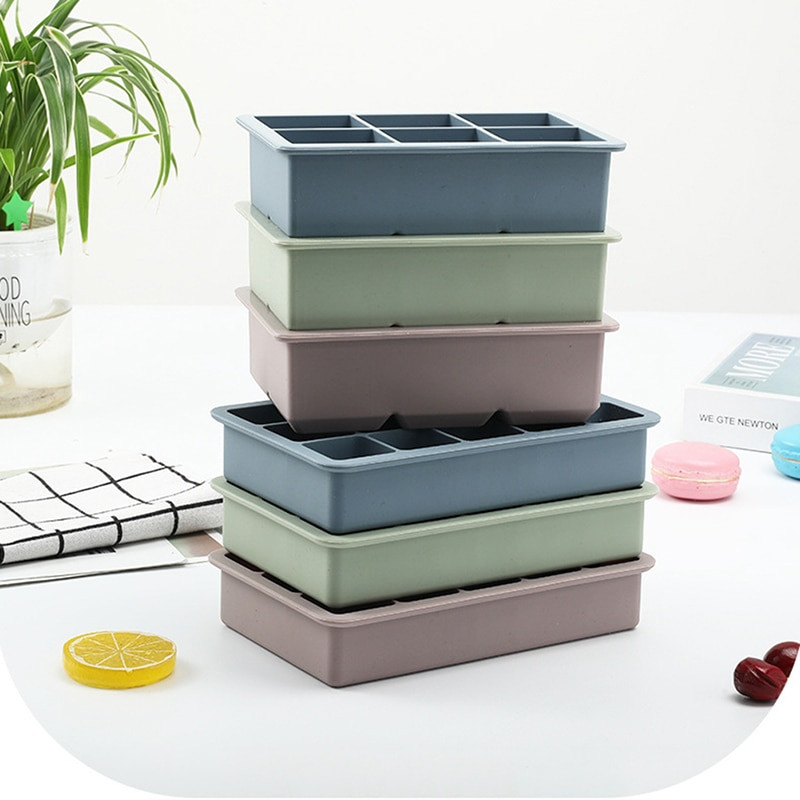 6/15 restid suur jääaluse vorm Suur toidukvaliteediga silikoonist jääkuubiku kandiku vorm DIY jäämasin jääkuubikualus