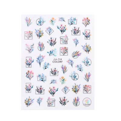 5D Λευκό λουλούδι ανάγλυφο αυτοκόλλητα νυχιών Μπουκέτο Αυτοκόλλητα γάμου Διακόσμηση Αφηρημένα λουλούδια Dreamcatcher Sliders LA5D-K162