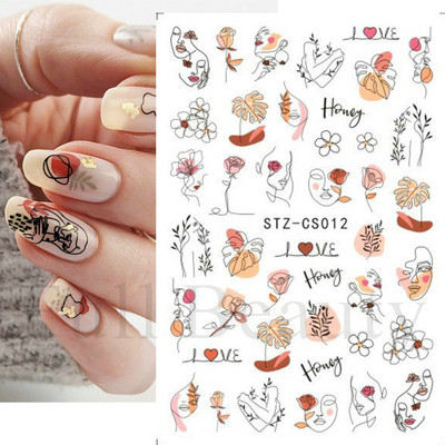 5D Λευκό λουλούδι ανάγλυφο αυτοκόλλητα νυχιών Μπουκέτο Αυτοκόλλητα γάμου Διακόσμηση Αφηρημένα λουλούδια Dreamcatcher Sliders LA5D-K162