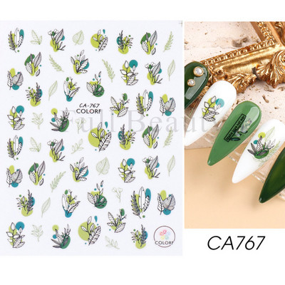 5D Λευκό λουλούδι ανάγλυφο αυτοκόλλητα νυχιών Μπουκέτο Αυτοκόλλητα γάμου Διακόσμηση Αφηρημένα λουλούδια Dreamcatcher Sliders LA5D-K162