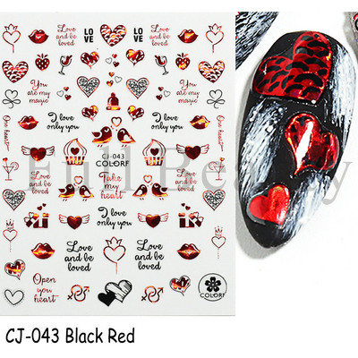 3D стикери за нокти за Свети Валентин Романтичен анимационен любовник Червена роза Целувка на булката Плъзгачи Пълна опаковка Аксесоари за нокти GLCJ037-45